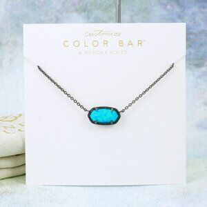 Kendra Scott Elisa Turquoise Kyocera Opal Necklace Gunmetal Plated
